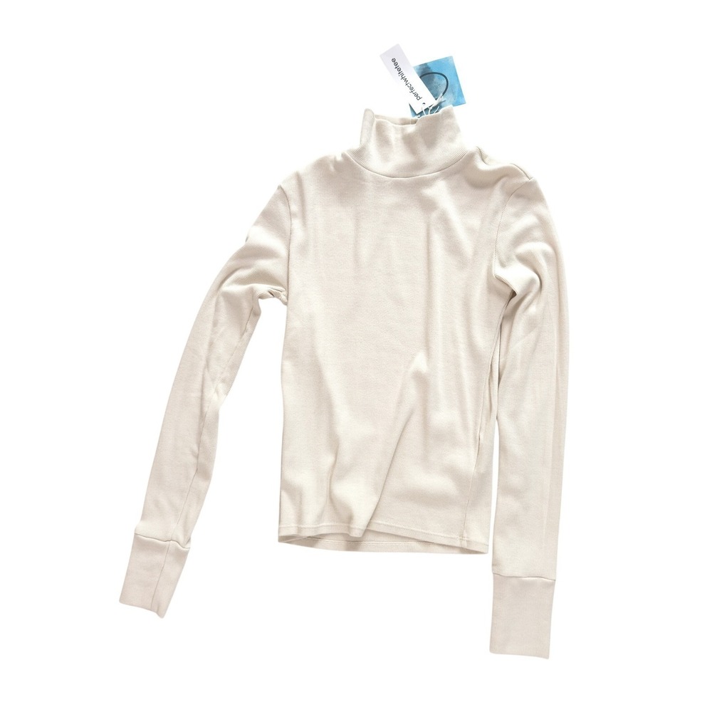 perfectwhitetee Hayden Turtleneck Cream Cotton Modal Large‎